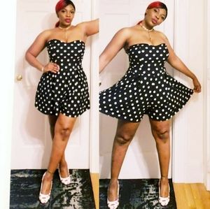 White black Polka dot romper size 12